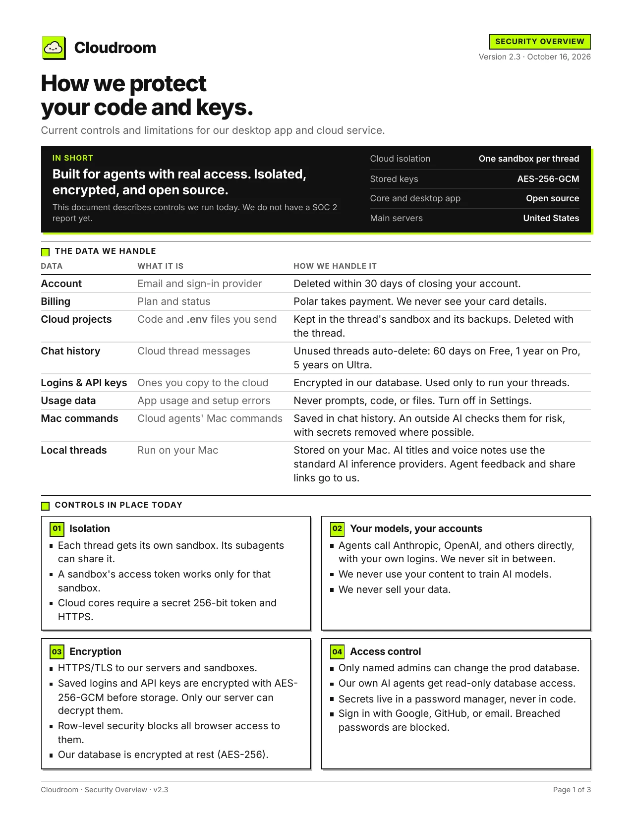 Cloudroom security overview, page 1 of 3